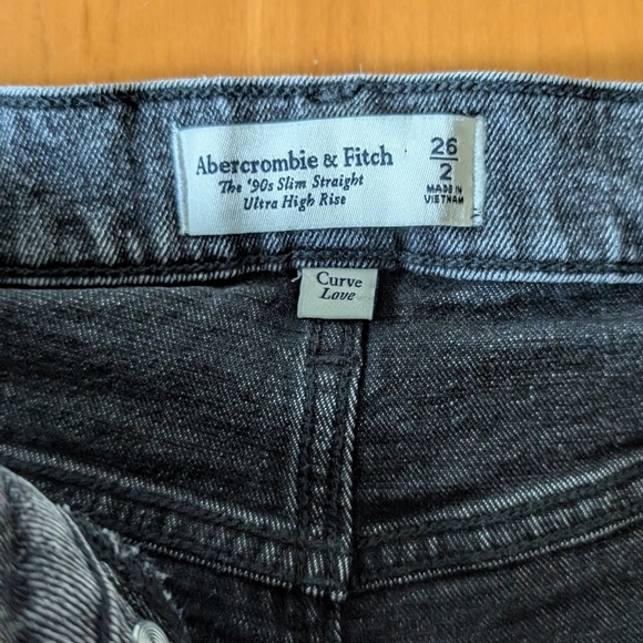 Abercrombie & Fitch The '90s Slim Straight Ultra High Rise Jeans Black Size 26/2 - Picture 5 of 7